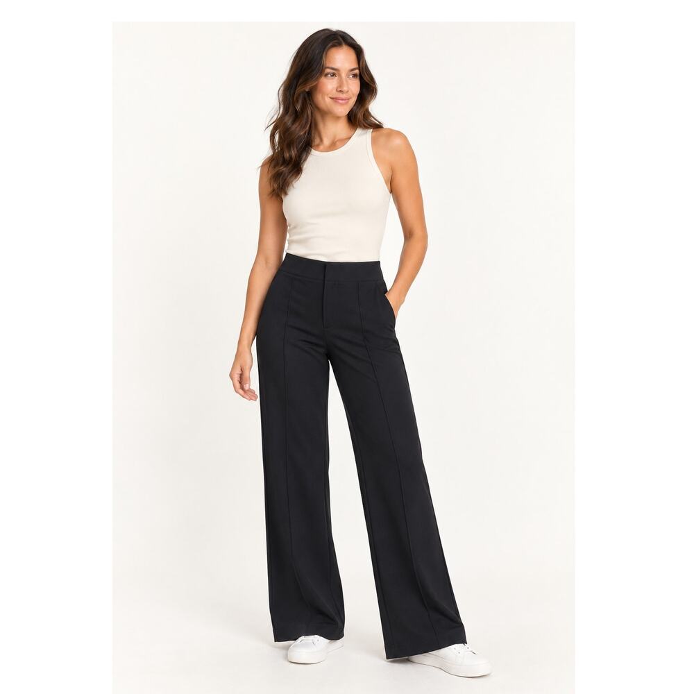 Vuori Meta Wide Leg Pants Wmn M Black Versalife Stretch Travel Athleisure NWOT